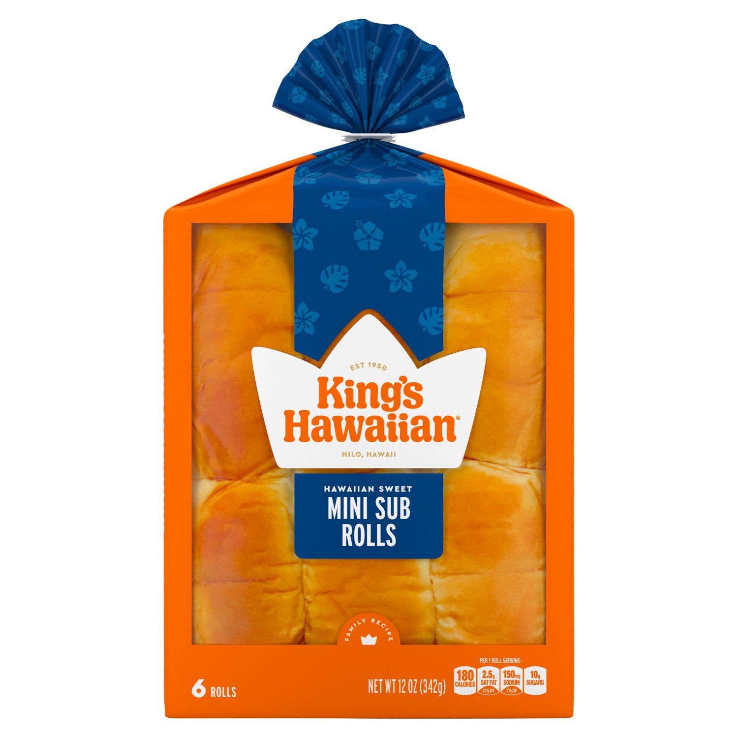 King's Hawaiian Hawaiian Sweet Mini Sub Rolls, 6 count, 12 oz