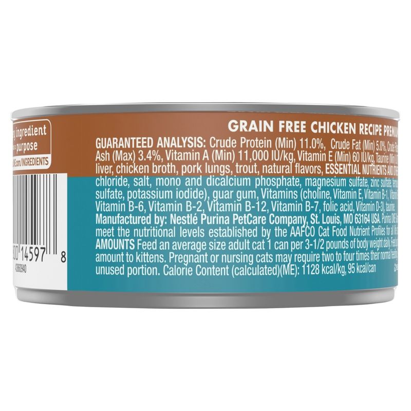 Purina ONE Grain Free Chicken Recipe Premium Paté Wet Cat Food, 3 oz