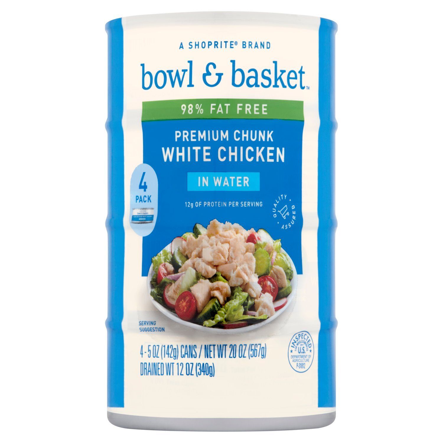 Bowl &amp; Basket Premium Chunk White Chicken in Water, 5 oz, 4 count
