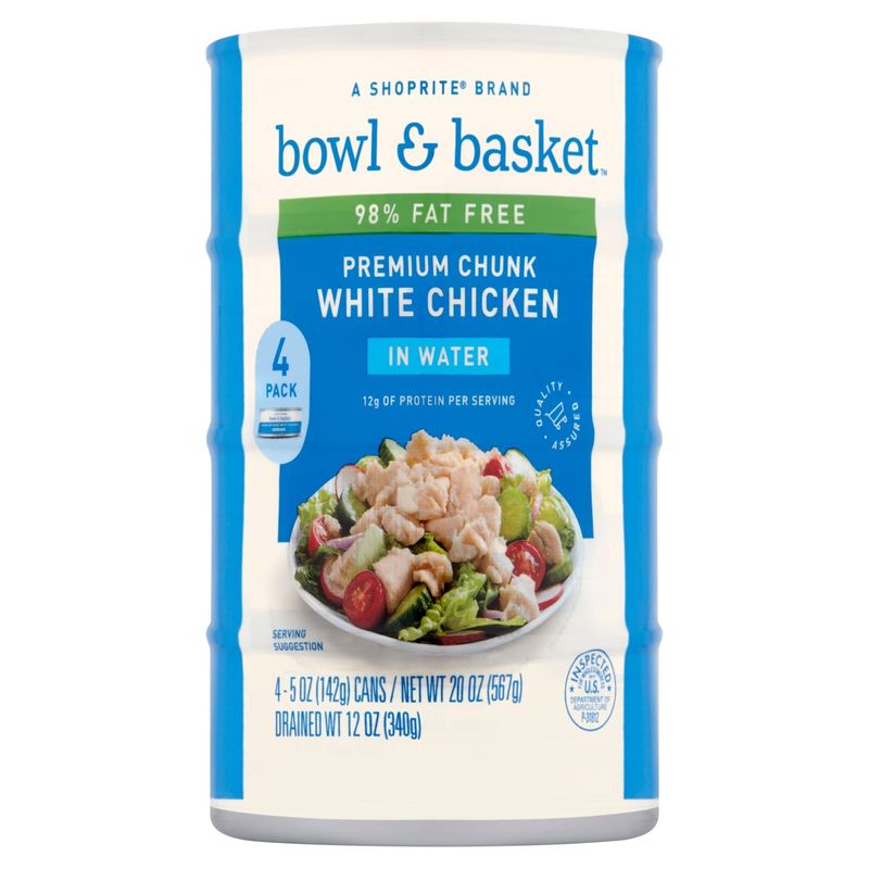 Bowl &amp; Basket Premium Chunk White Chicken in Water, 5 oz, 4 count