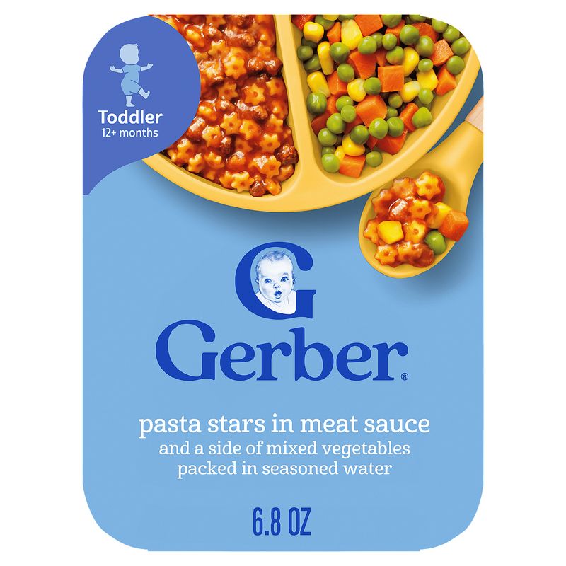 Gerber Pasta Stars in Meat Sauce Baby Food, Toddler 12+ months, 6.8 oz