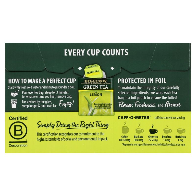 Bigelow Green Tea with Lemon Tea Bags, 20 count, .91 oz