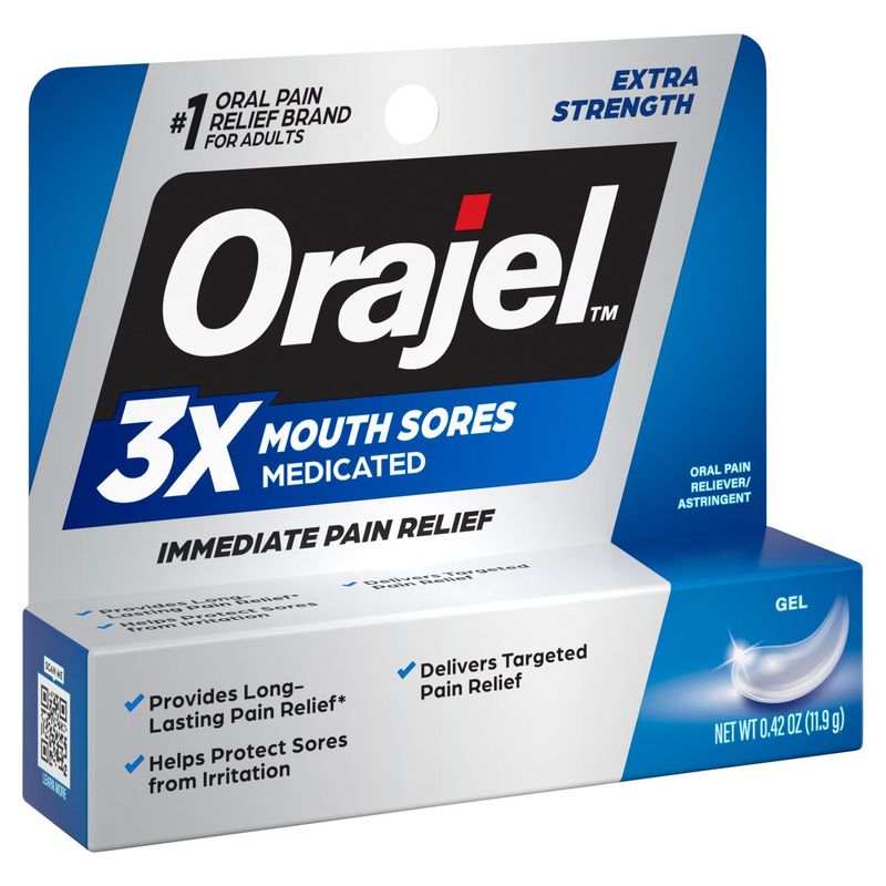 Orajel Extra Strength 3x Mouth Sores Medicated Gel, 0.42 oz
