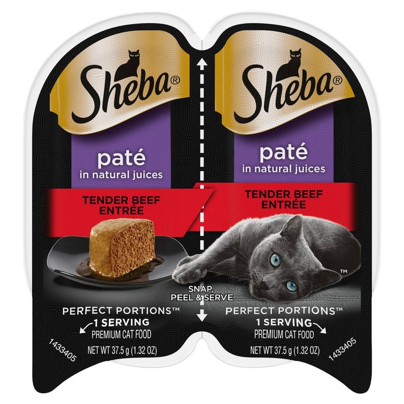 Sheba Paté in Natural Juices Tender Beef Entree Premium Cat Food, 1.32 oz