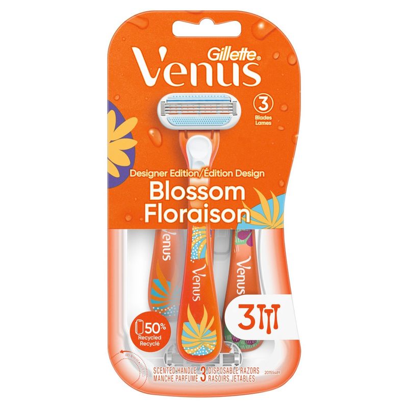 Gillette Venus Blossom Scented Handle Disposable Razors Designer Edition, 3 count