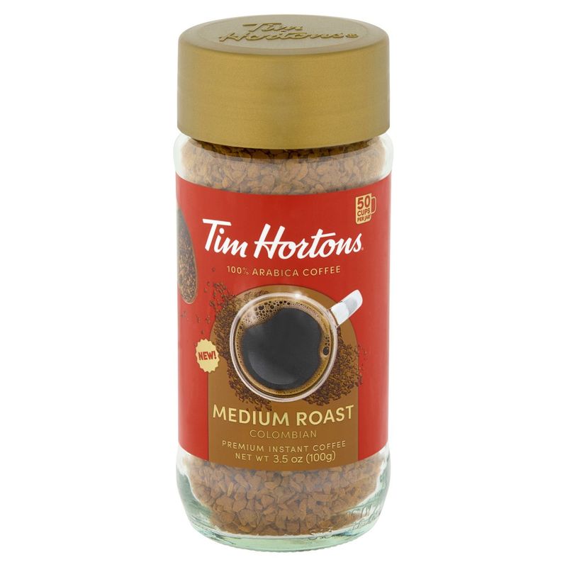 Tim Hortons Medium Roast Colombian Premium Instant 100% Arabica Coffee, 3.5 oz