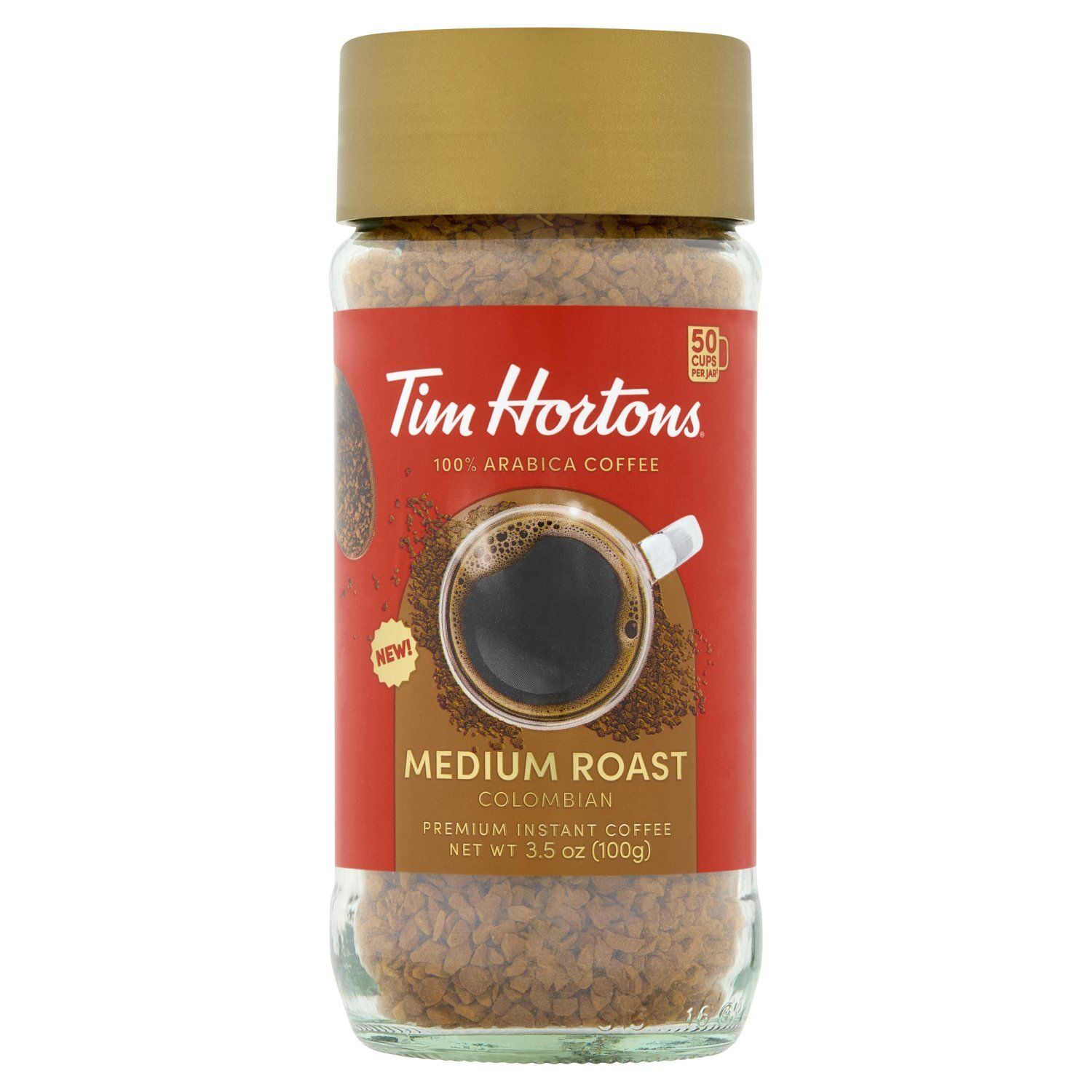 Tim Hortons Medium Roast Colombian Premium Instant 100% Arabica Coffee, 3.5 oz
