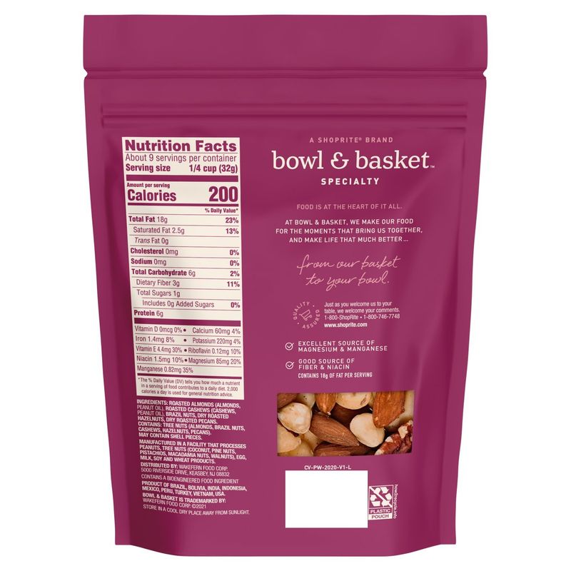 Bowl &amp; Basket Specialty Roasted &amp; Unsalted Mixed Nuts, 10 oz