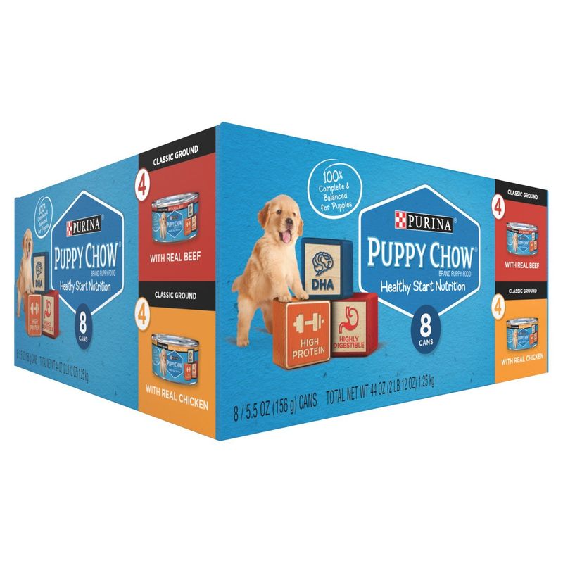 Purina Puppy Chow Healthy Start Nutrition Classic Ground Puppy Food, 5.5 oz, 8 count