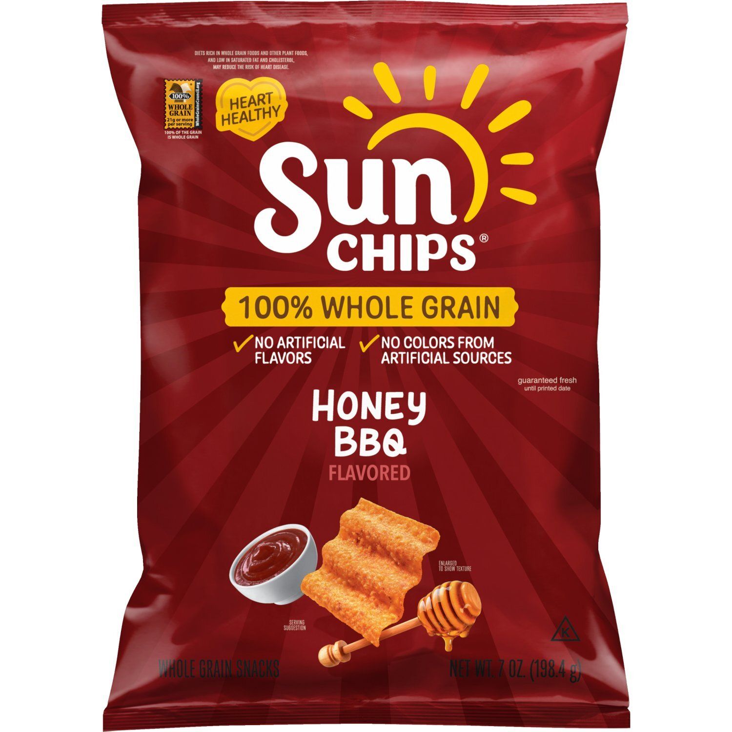 SunChips Whole Grain Snacks Honey BBQ Flavored 7 Oz
