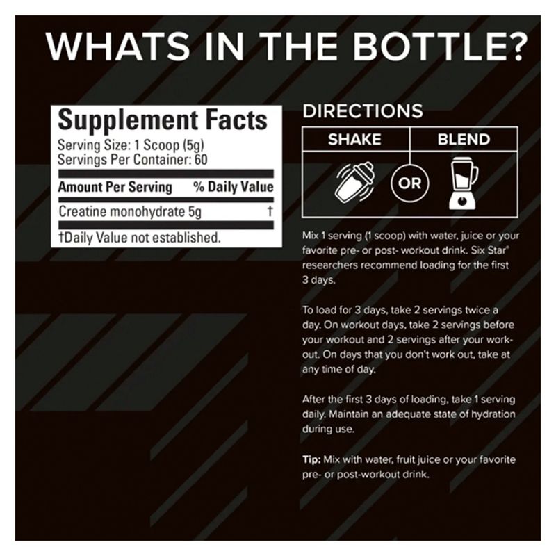 Six Star 100% Creatine Unflavored Dietary Supplement, 10.58 oz