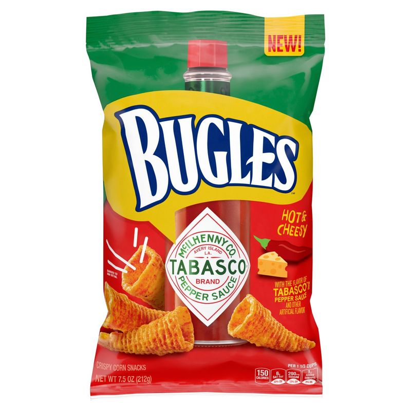 Bugles McIlhenny Co. Tabasco Pepper Sauce Crispy Corn Snacks, 7.5 oz