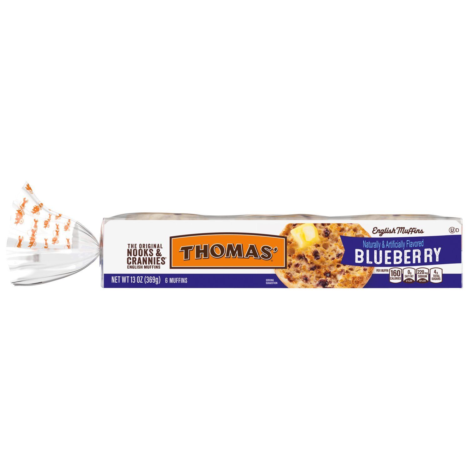 Thomas' Nooks &amp; Crannies The Original Blueberry English Muffins, 6 count, 13 oz