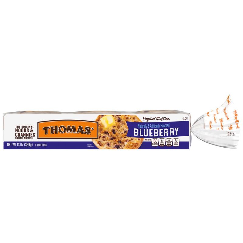 Thomas' Nooks &amp; Crannies The Original Blueberry English Muffins, 6 count, 13 oz
