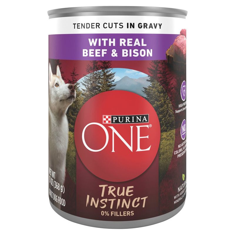 Purina ONE True Instinct Tender Cuts in Gravy with Real Beef &amp; Bison Adult Dog Food, 13 oz