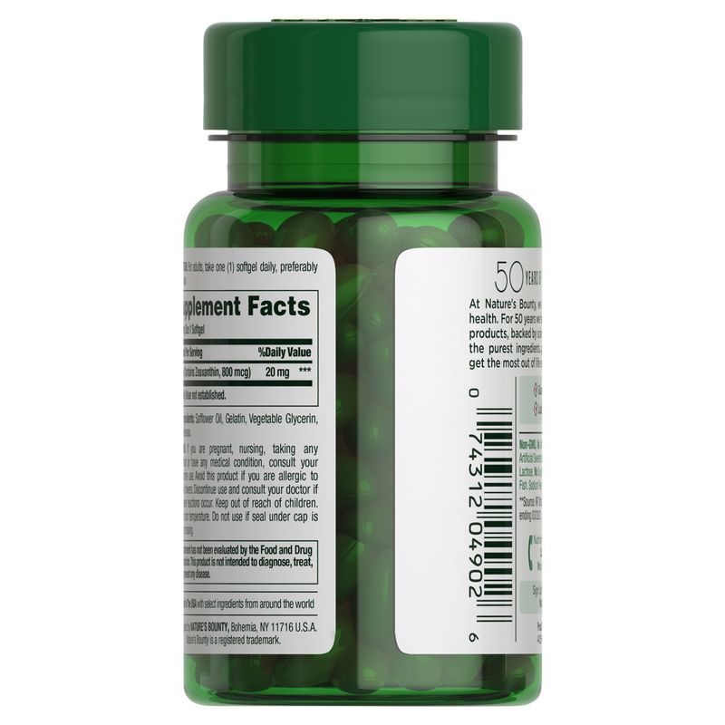 Nature's Bounty Lutein Rapid Release Softgels Dietary Supplement, 20 mg, 40 count