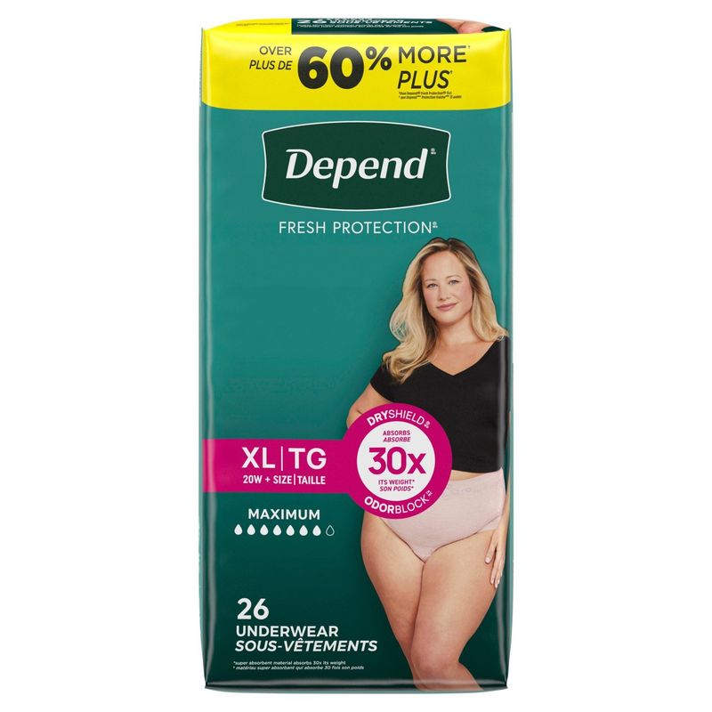 Depend Fresh Protection Maximum Underwear, Size XL, 26 count