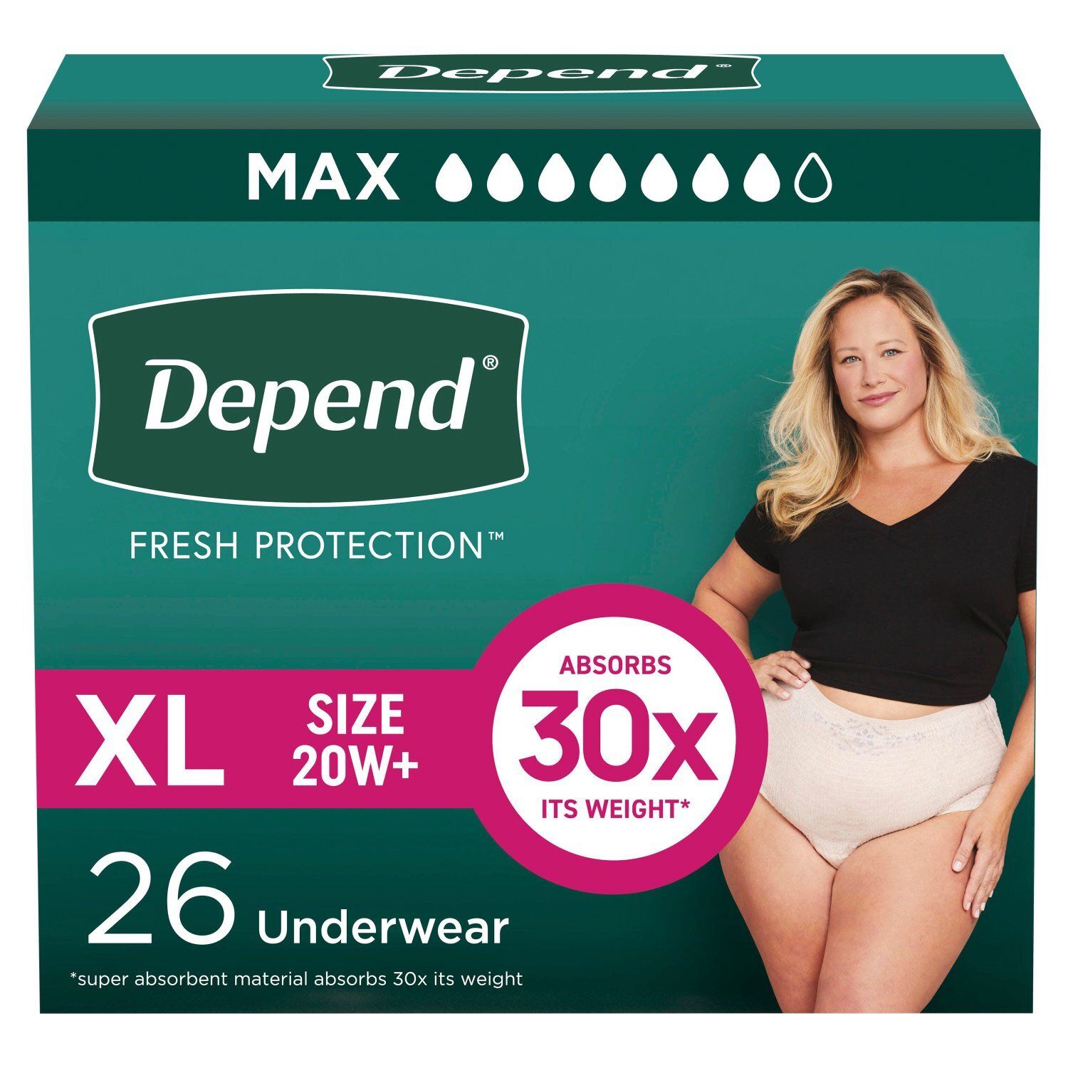 Depend Fresh Protection Maximum Underwear, Size XL, 26 count