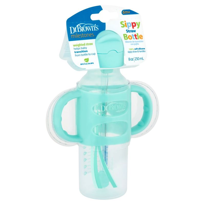 Dr Brown's Milestones 8 oz Sippy Straw Bottle, 6m+
