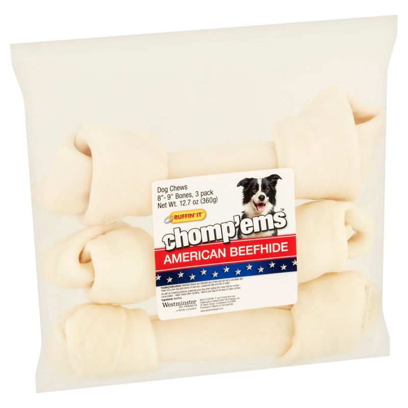 Ruffin' It Chomp'ems American Beefhide Dog Chews, 3 count, 12.7 oz