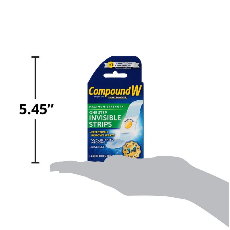 Compound W Maximum Strength One Step Invisible Strips Wart Remover, 14 count