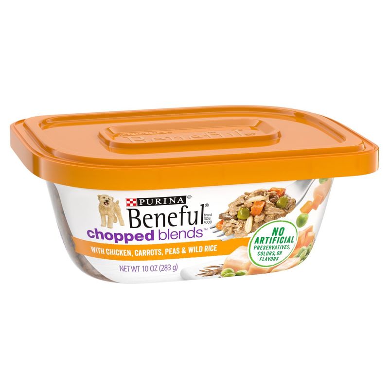 Purina Beneful Chopped Blends with Chicken, Carrots, Peas &amp; Wild Rice Dog Food, 10 oz