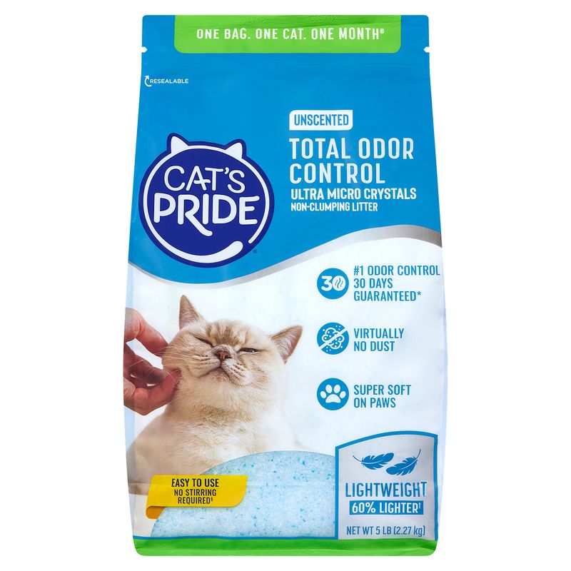 Cat's Pride Unscented Total Odor Control Ultra Micro Crystals Non-Clumping Litter, 5 lb