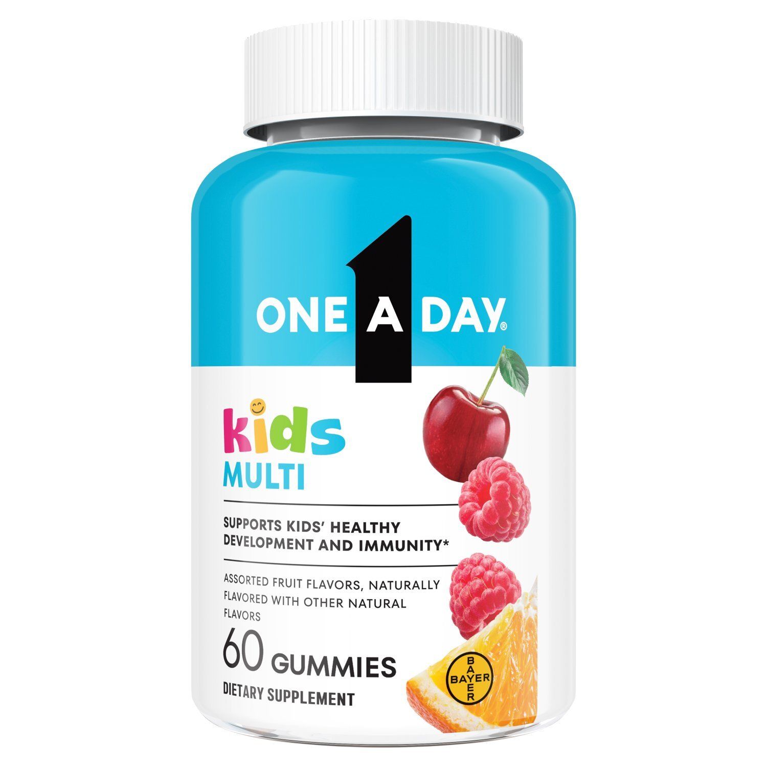 One A Day Kids Assorted Fruit Flavors Multi Dietary Supplement, 60 count