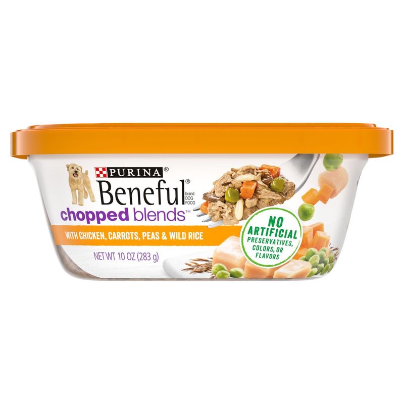 Purina Beneful Chopped Blends with Chicken, Carrots, Peas &amp; Wild Rice Dog Food, 10 oz