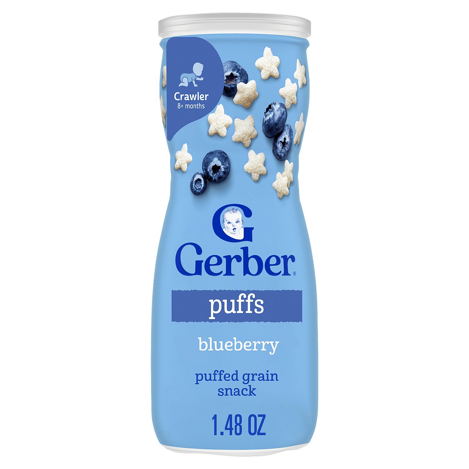 Gerber Puffs Blueberry Puffed Grain Snack Baby Food, Crawler 8+ months, 1.48 oz