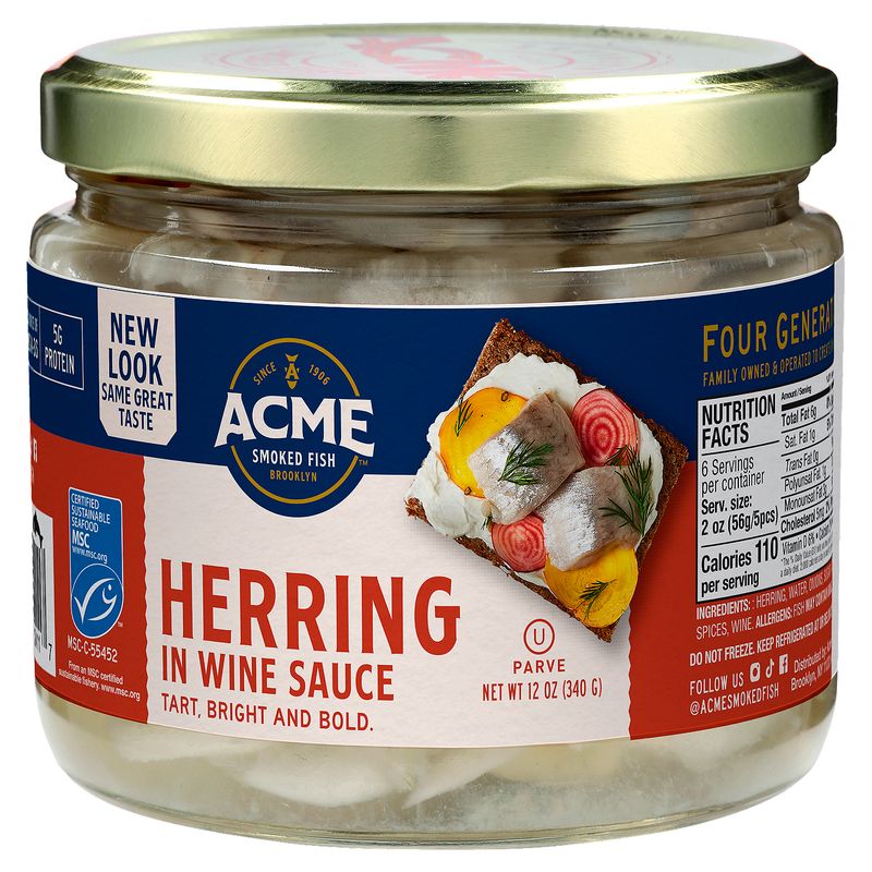 Acme Smoked Fish Herring in Wine Sauce, 12 oz