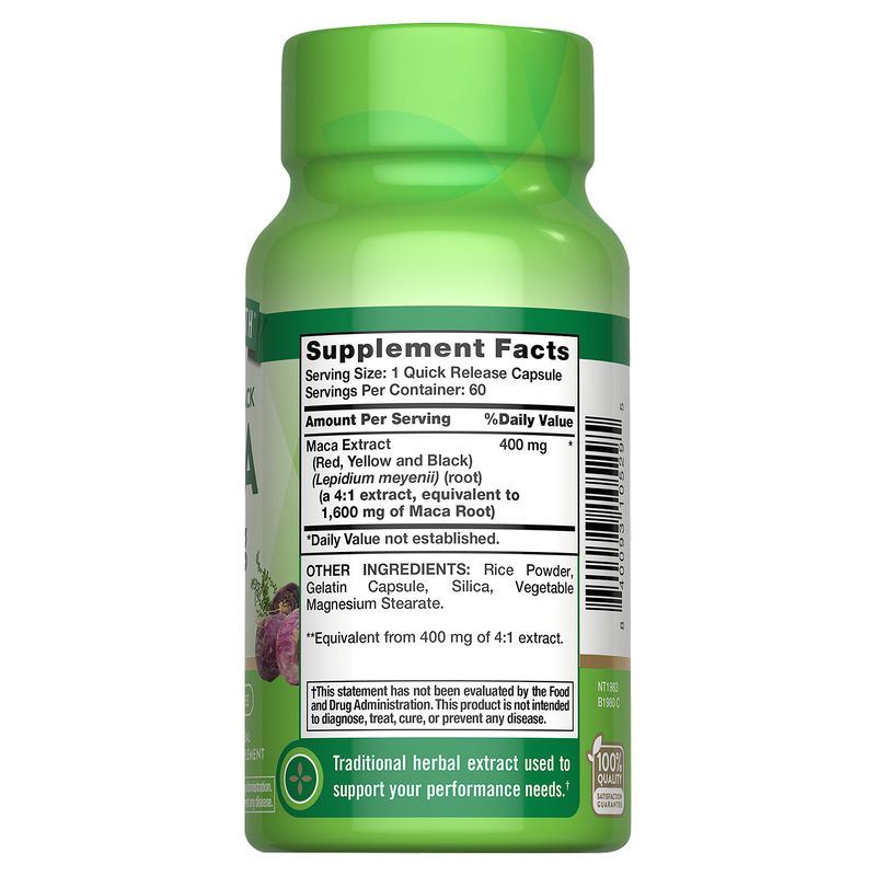 Nature's Truth Red, Yellow, Black Maca Herbal Supplement, 60 count