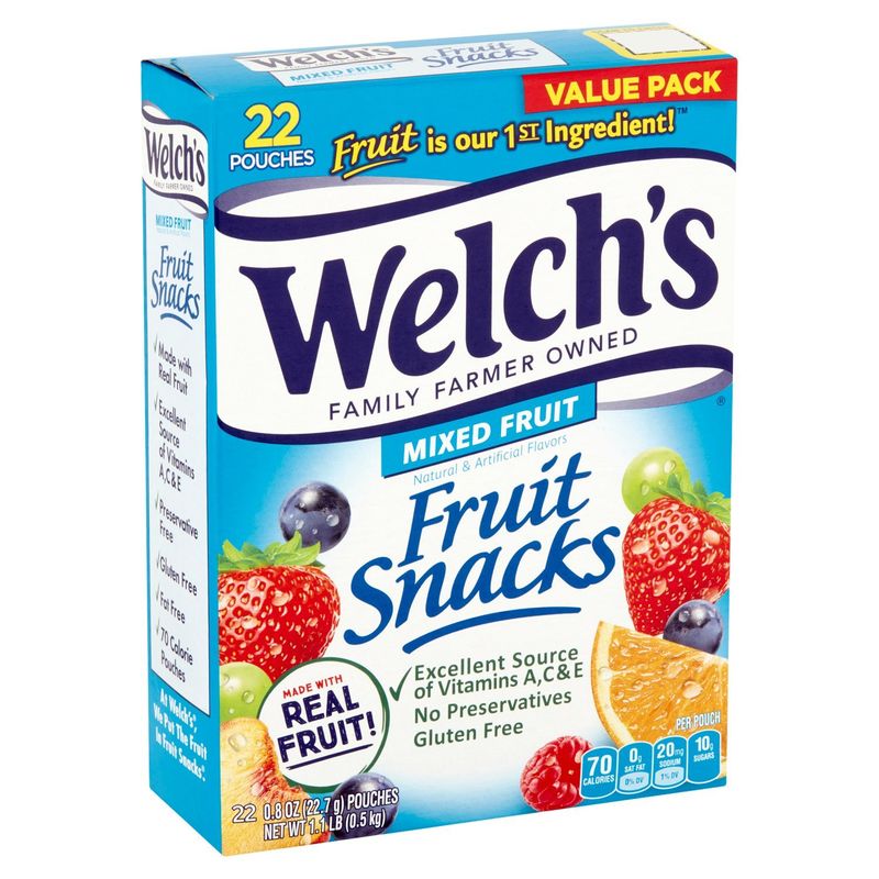 Welch's Mixed Fruit Fruit Snacks Value Pack, 0.8 oz, 22 count