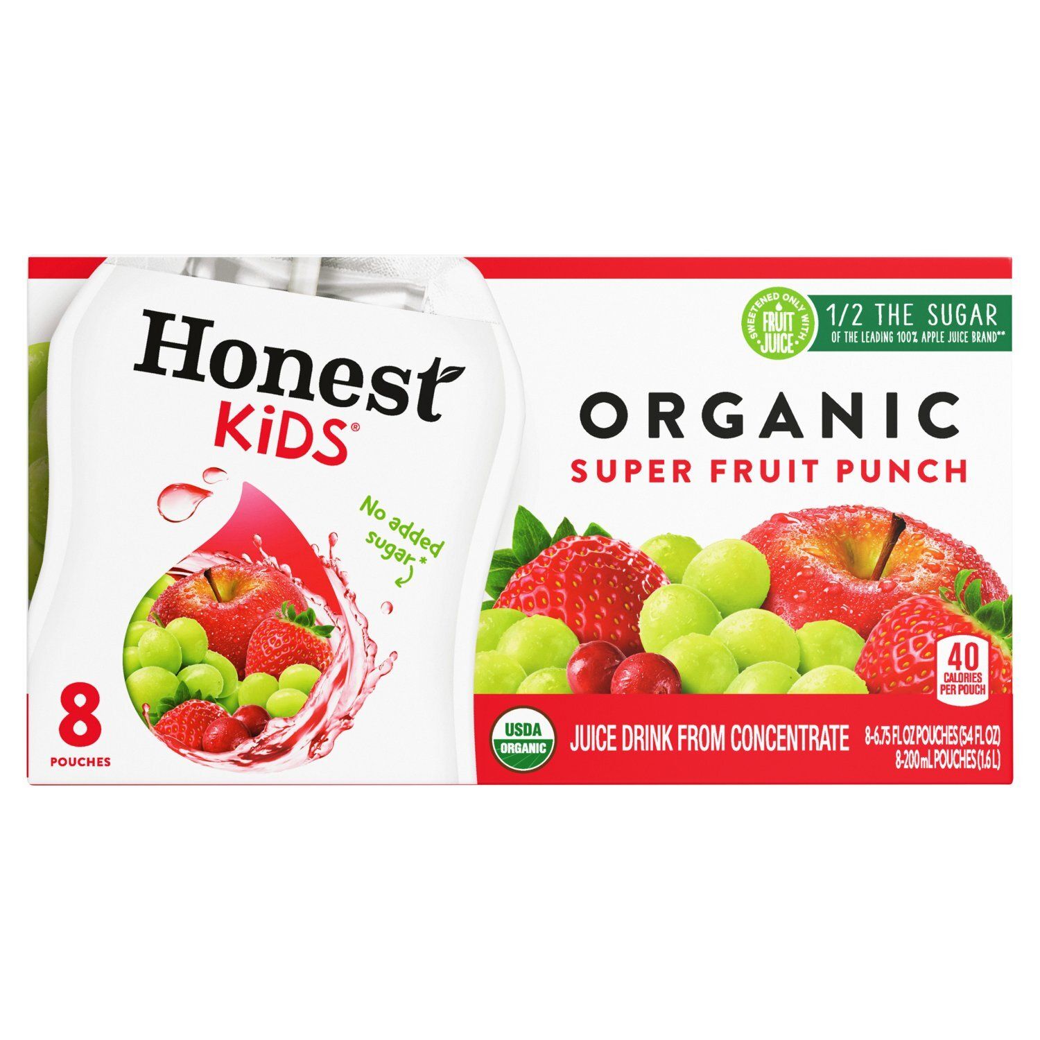 Honest Kids Organic Super Fruit Punch Juice Drink, 6.75 fl oz, 8 count