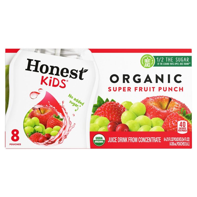 Honest Kids Organic Super Fruit Punch Juice Drink, 6.75 fl oz, 8 count