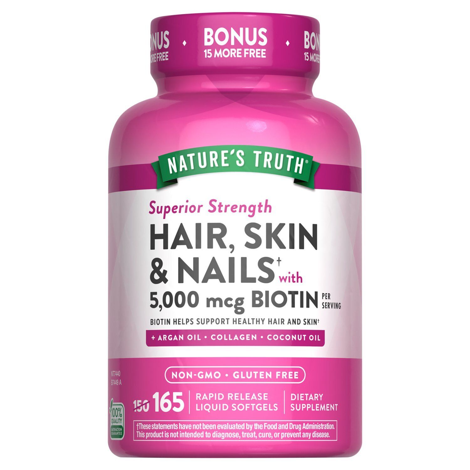Nature's Truth Superior Strength Hair, Skin &amp; Nails Dietary Supplement, 165 count