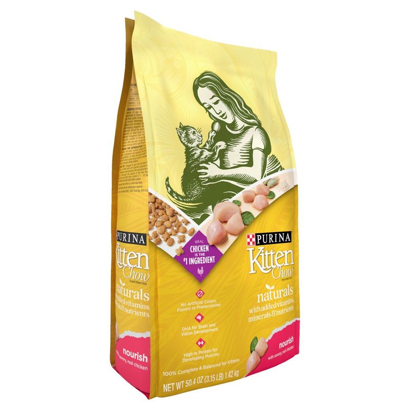 Purina Kitten Chow Naturals Nourish with Savory, Real Chicken Kitten Food, 50.4 oz
