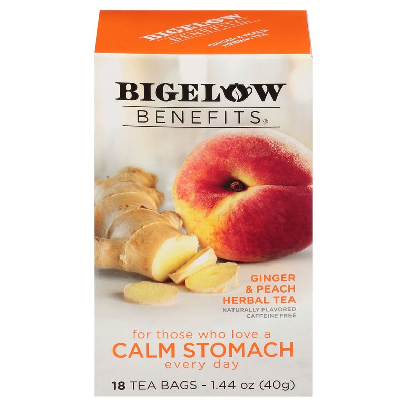 Bigelow Benefits Ginger &amp; Peach Herbal Tea Bags, 18 count, 1.44 oz