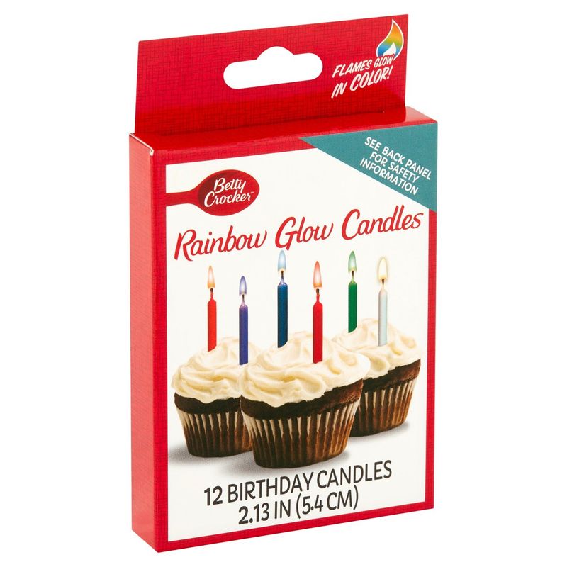 Betty Crocker Rainbow Glow Birthday Candles, 12 count