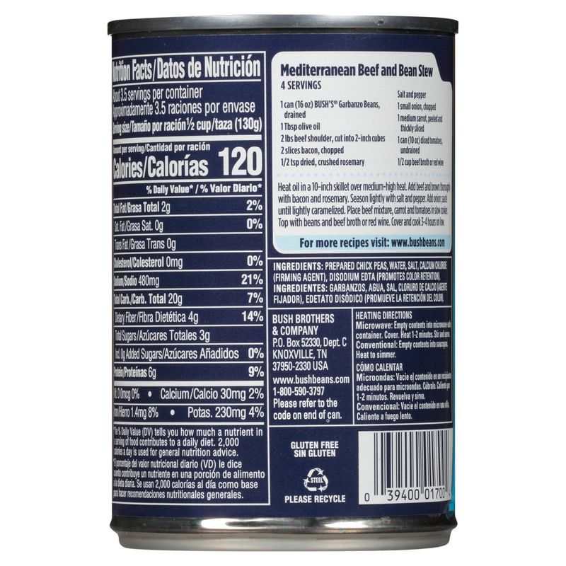Bush's Best Garbanzos Chick Peas, 16 oz