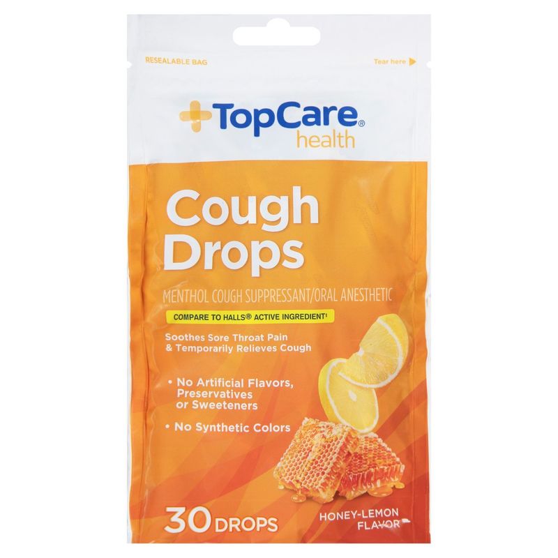 TopCare Health Honey-Lemon Flavor Cough Drops, 30 count