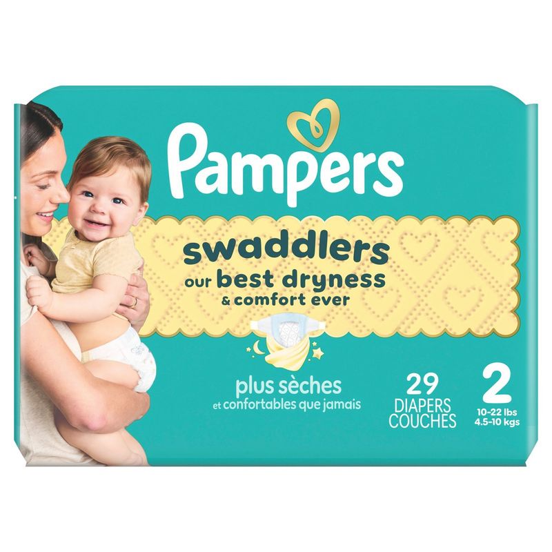 Pampers Swaddlers Diapers Jumbo Pack, Size 2, 10-22 lbs, 29 count