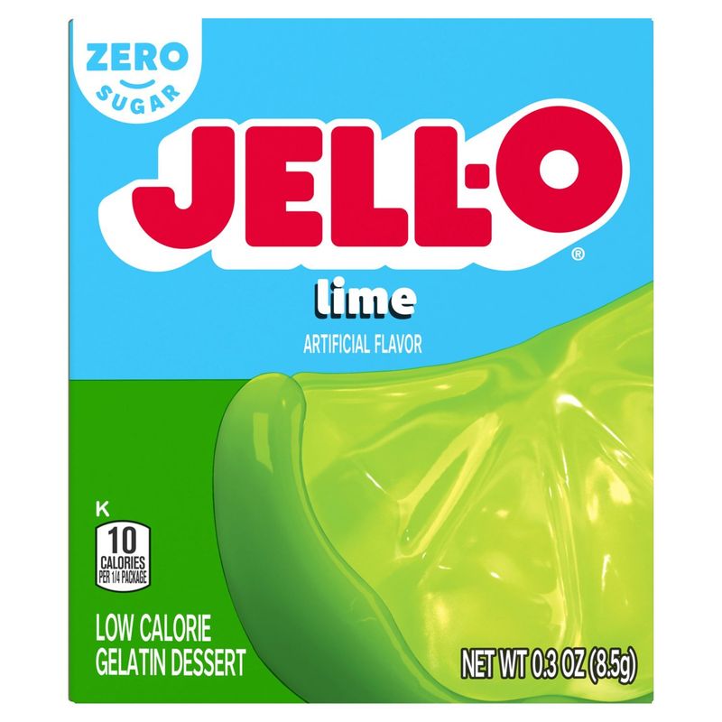 Jell-O Zero Sugar Lime Low Calorie Gelatin Dessert, 0.3 oz