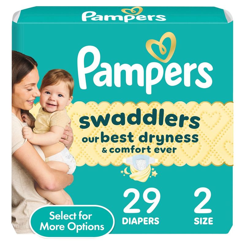 Pampers Swaddlers Diapers Jumbo Pack, Size 2, 10-22 lbs, 29 count