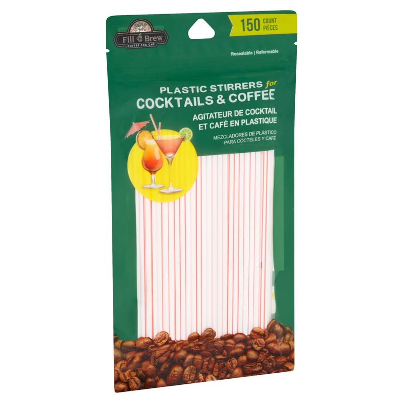 Fill 'n Brew Plastic Stirrers for Cocktails &amp; Coffee, 150 count