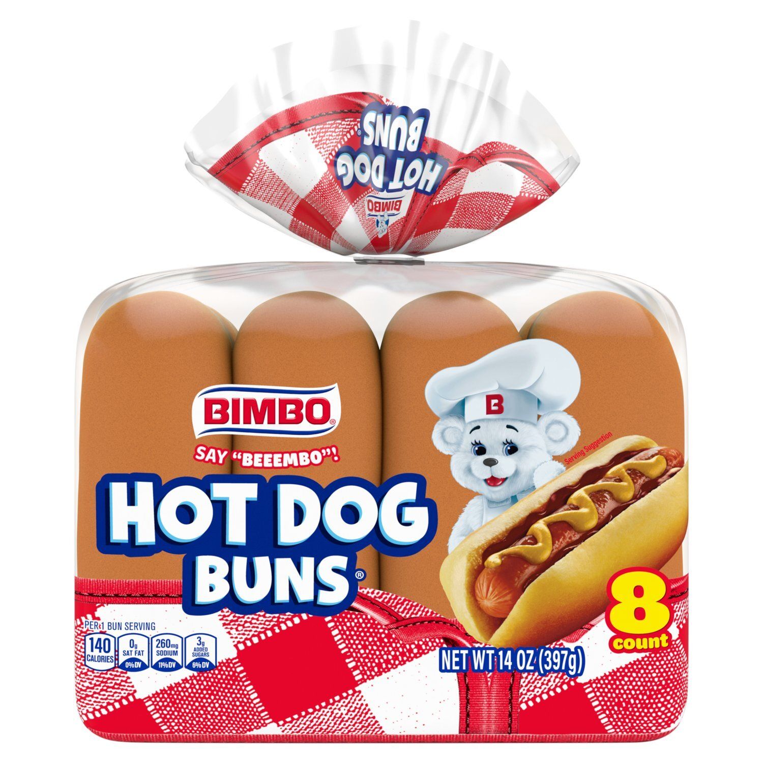 Bimbo Hot Dog Buns, 8 count, 14 oz
