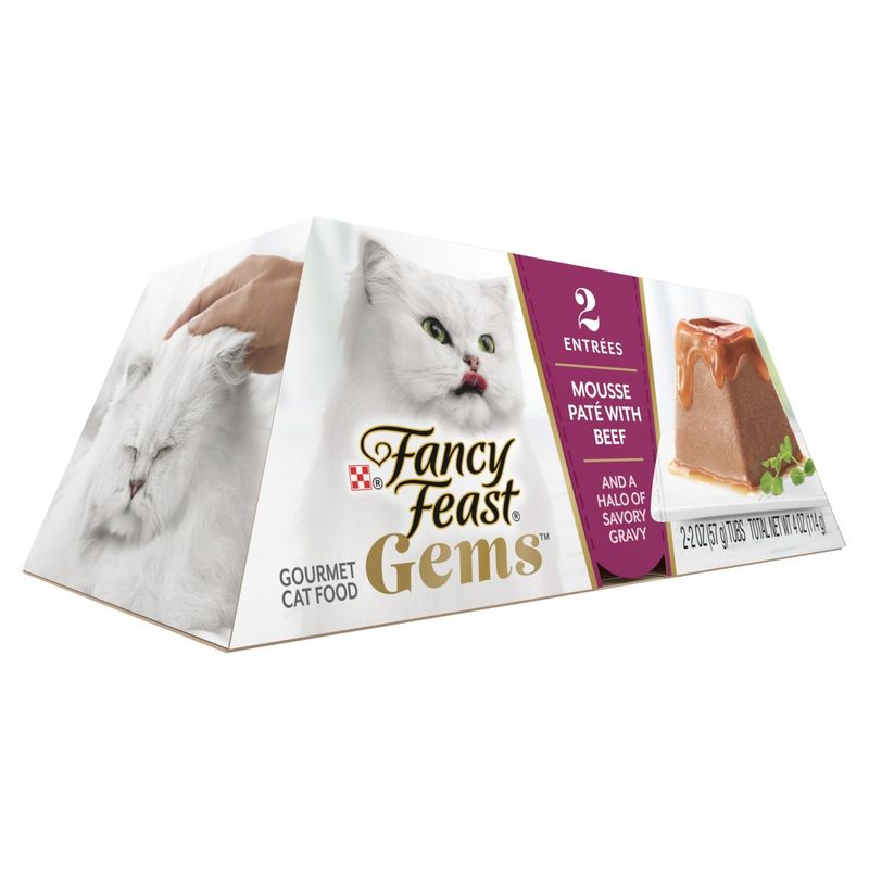 Purina Fancy Feast Gems Mousse Paté with Beef Gourmet Cat Food, 2 oz, 2 count