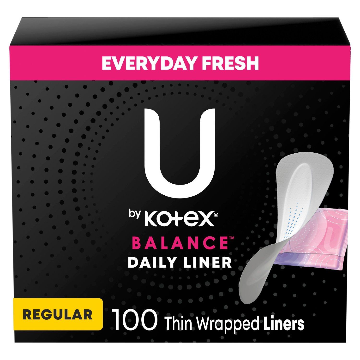 U by Kotex Balance Regular Thin Wrapped Daily Liners, 100 count
