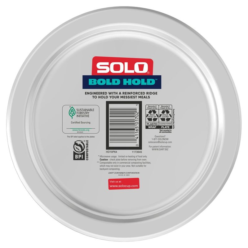 Solo Bold Hold 10 in Paper Plates, 64 count