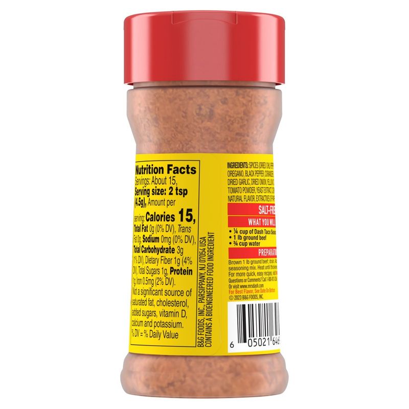 Dash Salt-Free Flavor Full Taco Seasoning Mix, 2.5 oz